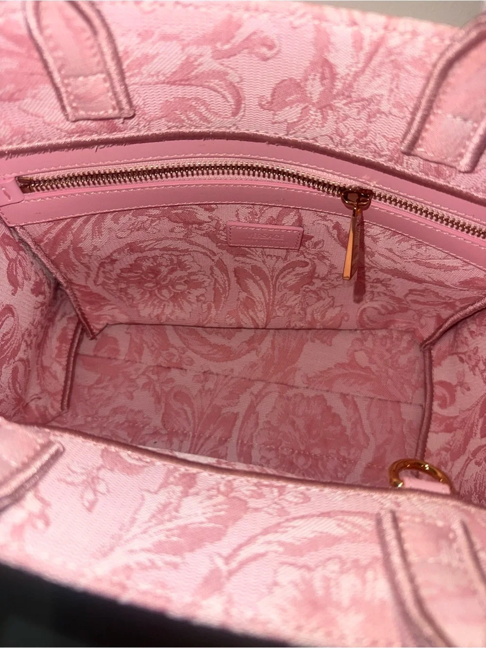 Versace Small Athena Tote Pink Jacquard